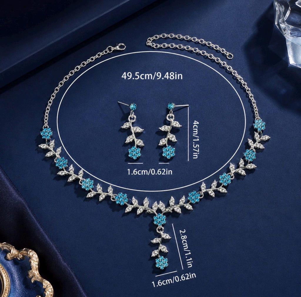 Floral Elegance Bridesmaid Jewelry Set Dainty Crystal Flower Necklace Earrings for Wedding Party