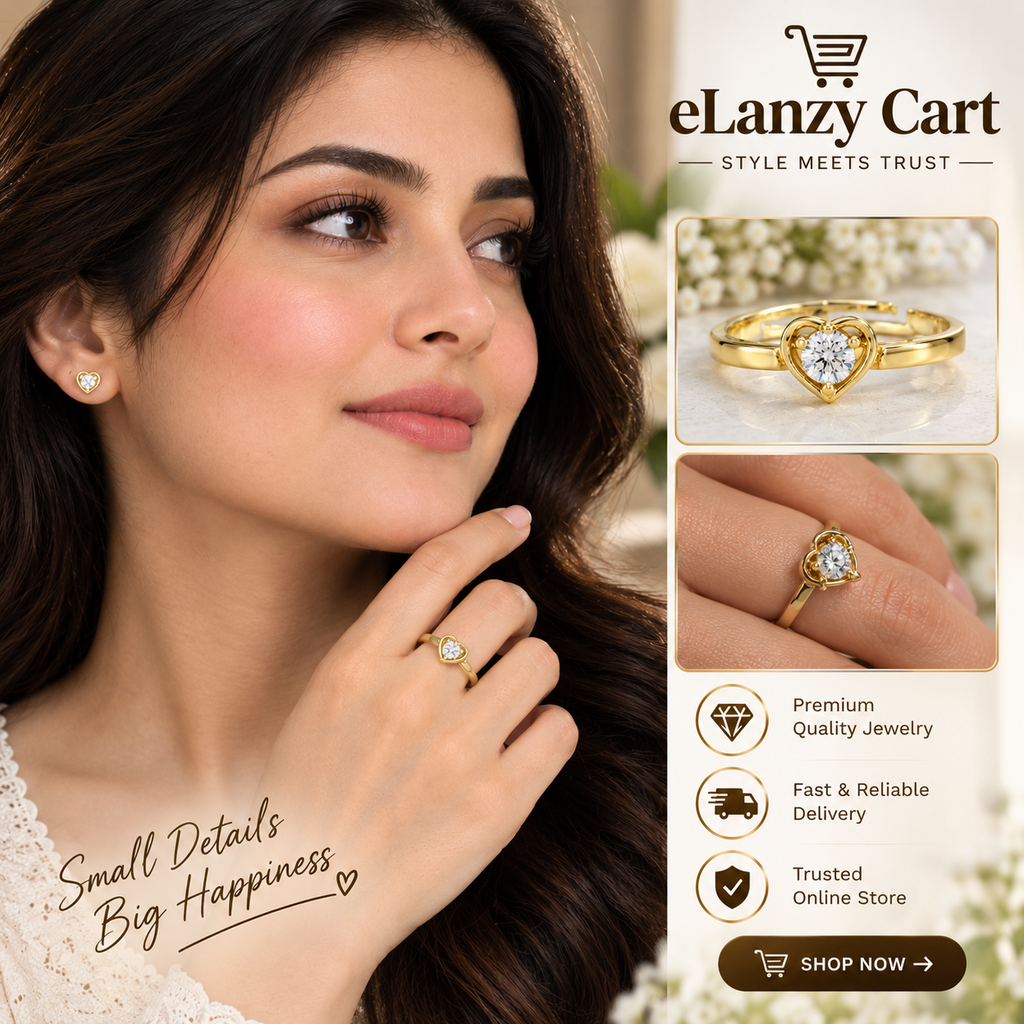 Golden Heart Crystal Ring