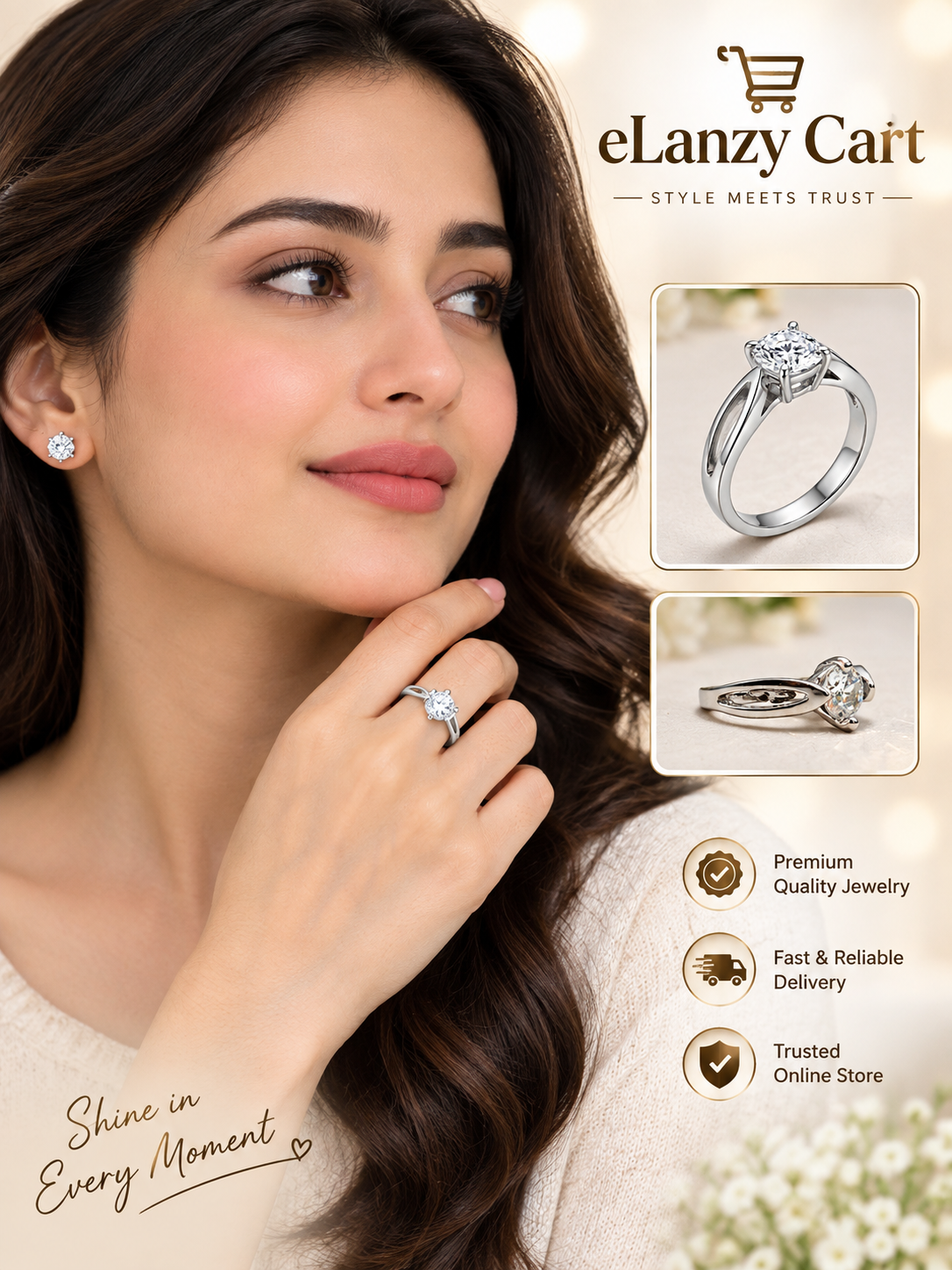 Elegant crystal ring