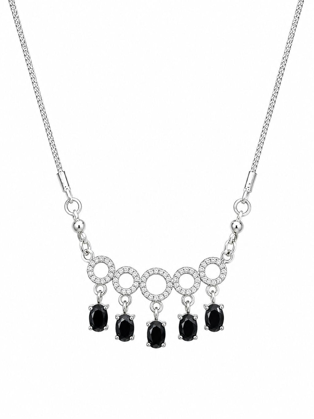 Black drop halo necklace